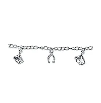Bling Jewelry Good Luck Multi Horseshoe Horses Dangling Charm Bracelet Graduation Gift Cubic Zirconia Pave Cz Sterling Silver