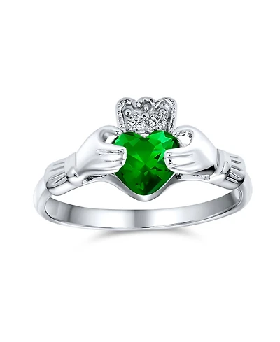 Bling Jewelry Sorority Sister Bff Celtic Irish Friendship Promise Cz Cubic Zirconia Crown Heart Claddagh Ring.925 Sterling Silver