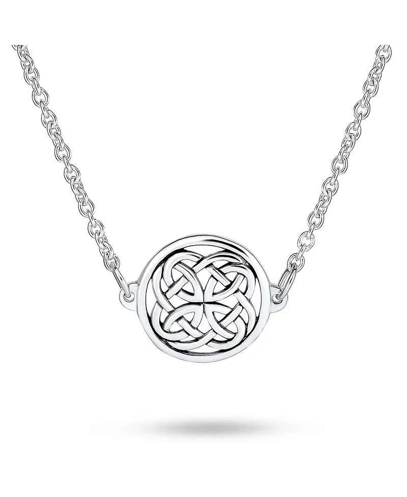 Bling Jewelry Ancient Round Disc Irish Infinity Love Knot Celtic Medallion Pendant Station Necklace Sterling Silver
