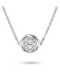Bling Jewelry Ancient Round Disc Irish Infinity Love Knot Celtic Medallion Pendant Station Necklace Sterling Silver
