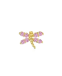 Bling Jewelry Tiny 14K Gold Cubic Zirconia Pink Cz Helix Cartilage Ear Lobe Piercing Daith Dragonfly Firefly Butterfly 1 Piece Stud Earring Screw back