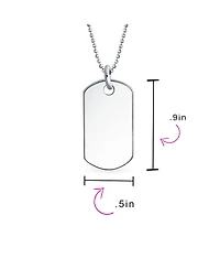 Bling Jewelry Medium Plain Simple Basic Cool Identification Military Army Dog Tag Pendant Necklace Sterling Silver