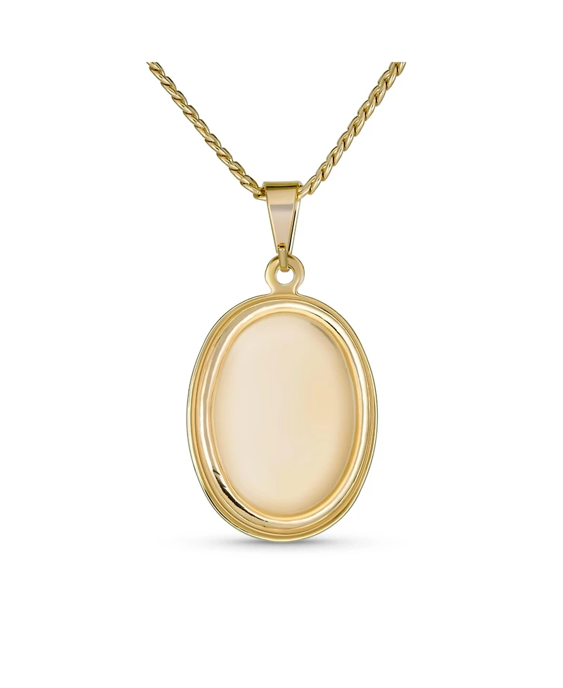 Bling Jewelry Oval Religious Medal Medallion Shepherd Rod and Staff of Jesus Photo Pendant Necklace Yellow Gold Plated