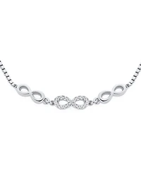 Bling Jewelry Delicate Dainty Symbols Love Knot Trio Multi Cz Accent Infinity Bolo Bracelet For Women Sterling Silver Adjustable Slide