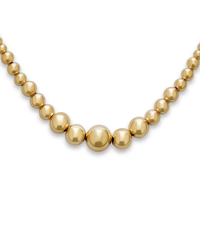 Bling Jewelry Classic Elegant Simple Round Ball Strand Necklace Yellow Gold Plated Adjustable Graduated 3-10MM