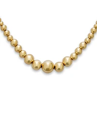 Bling Jewelry Classic Elegant Simple Round Ball Strand Necklace Yellow Gold Plated Adjustable Graduated 3-10MM