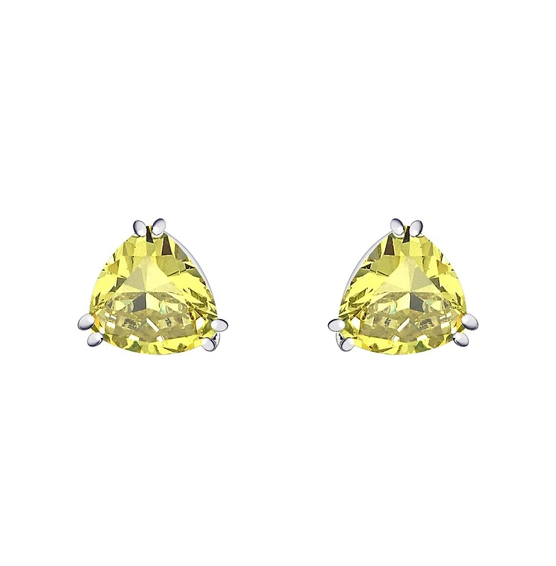 Bling Jewelry Triangle Shape Classic Large Statement 6CT Cz Solitaire Clip On Stud Earrings Rhodium Plated Brass Non Pierced 12MM