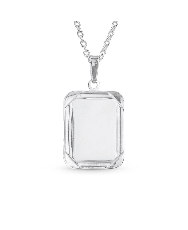 Bling Jewelry Religious Metal Square Dog tog Style Medallion Face of Jesus Christ Head Necklace Pendant Sterling Silver