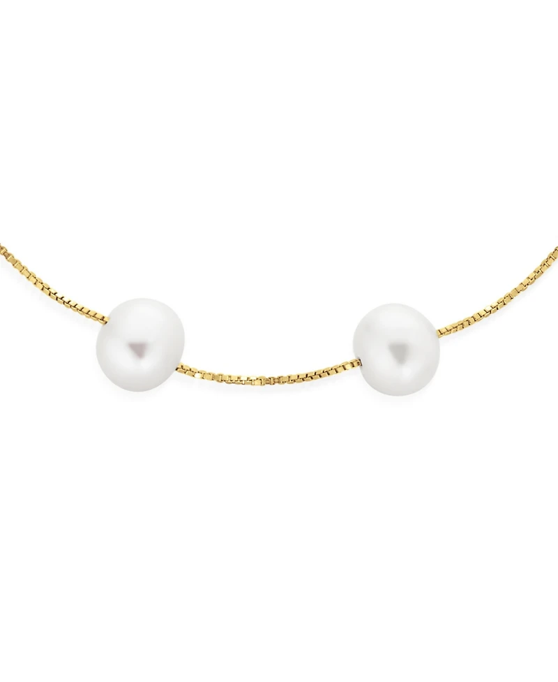 Bling Jewelry Tin Cup White Freshwater Cultured 7MM Pearl Chain Station Pearls Bracelet .925 Sterling Silver