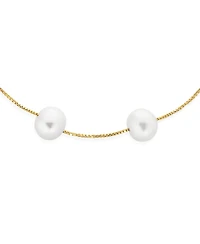 Bling Jewelry Tin Cup White Freshwater Cultured 7MM Pearl Chain Station Pearls Bracelet .925 Sterling Silver