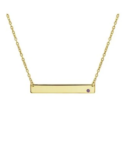 Bling Jewelry Horizontal Sideway Flat Bar Name Plated Pendant Necklace Gold Plated Sterling Silver With Crystal