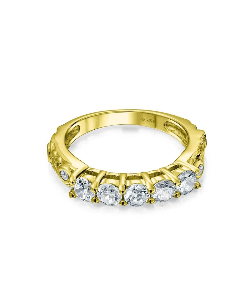 Bling Jewelry Art Deco StyleCubic Zirconia 4CT Brilliant Square Princess Cut Solitaire Three Stone Past Present Future Side Stones Cz Anniversary Enga