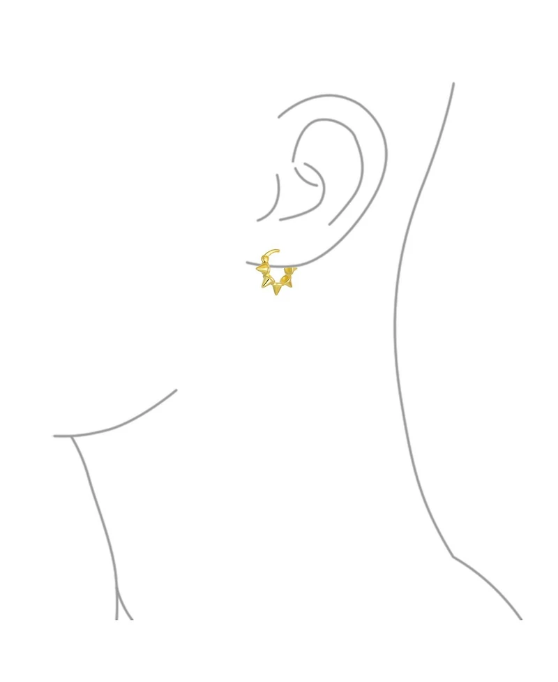 Bling Jewelry Punk Rocker Goth Biker Jewelry 5 Spike Points Arrow Huggie Mini Hoop Earrings .925 Sterling Silver