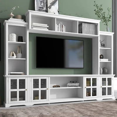 Streamdale Furniture Minimalist White Entertainment Wall Unit for TVs Up To 70"