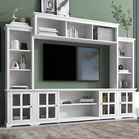 Streamdale Furniture Minimalist White Entertainment Wall Unit for TVs Up To 70"