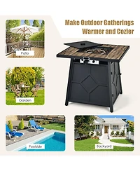 40 000 Btu 28 Inches Propane Gas Fire Pit Table With Cover