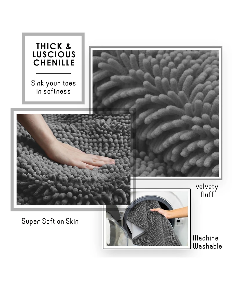 Ultra-Soft Quick-Dry Chenille Bath Rug - Non-Slip Pvc Backing, Machine-Washable (Small 17″×24″)