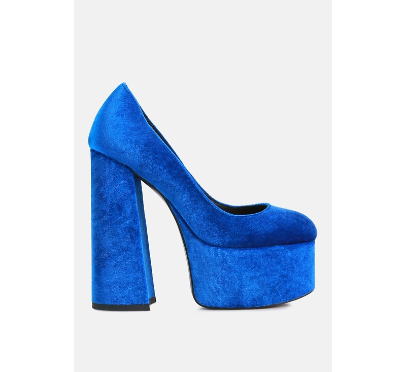 Old Novelty Platform Heel Velvet Pumps Women