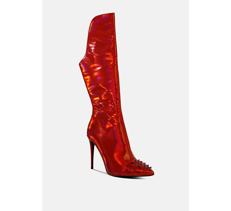 Women's Forbidden Stud Stiletto Calf Boots