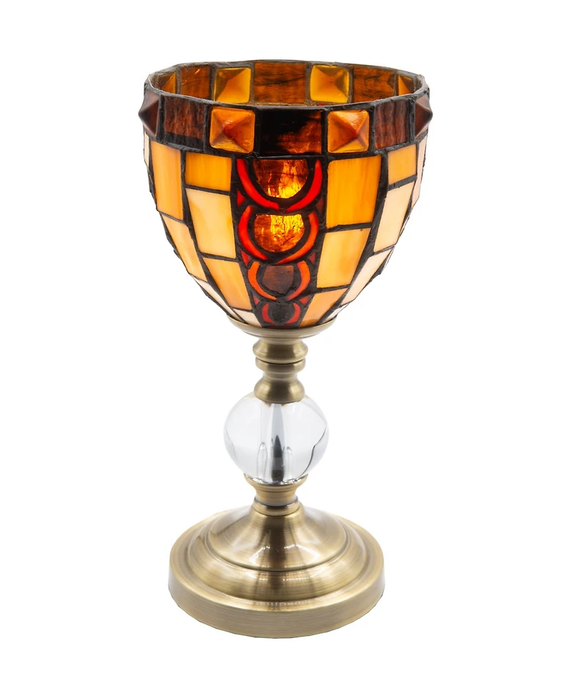 Dale Tiffany 13" Tall Vienne Tiffany Handmade Genuine Stained Glass Shade Accent Lamp