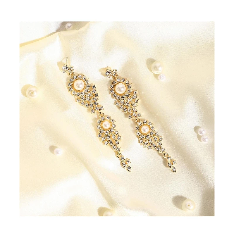 Sohi Women's Gold Dazzling Drop Earrings