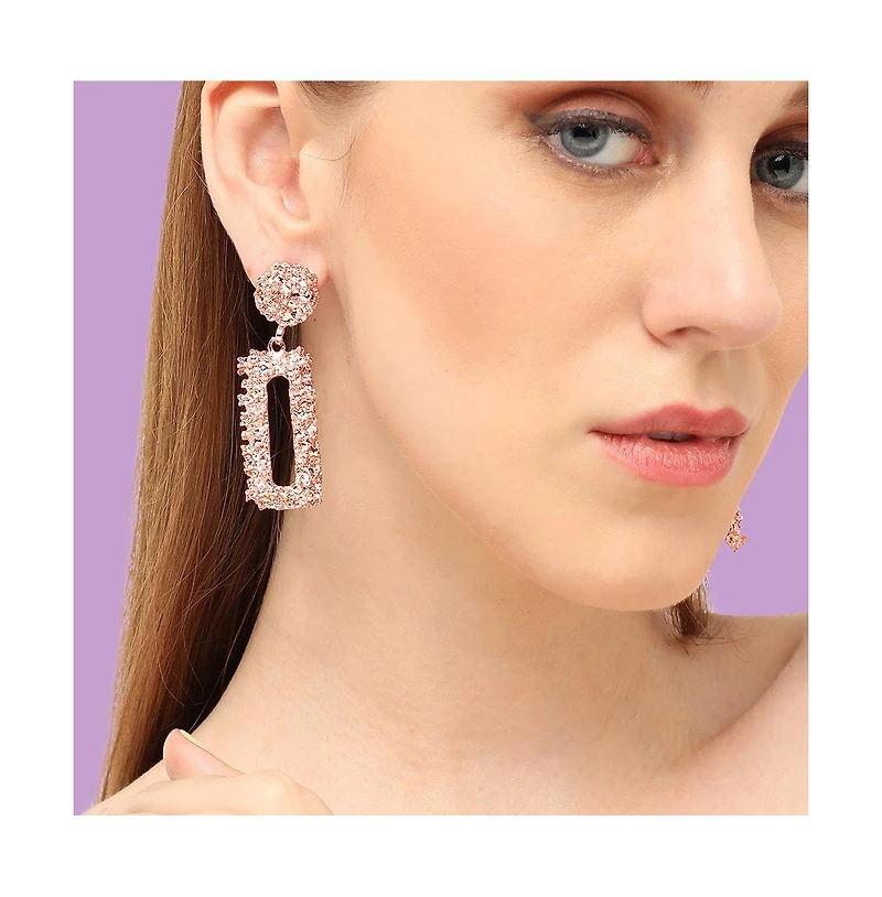 Sohi Women's Pink Corroded Drop Earrings