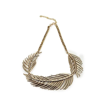Sohi Women's Black Leaf Collar Necklace