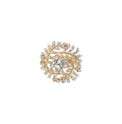 Sohi Women's Gold Foliage Swirl Statement Ring