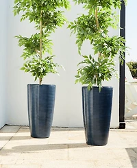 Glitzhome 22.5" H Oversized Set of 2 Turquoise Resin and Stone Faux Ceramic Textured Tall Planter