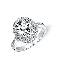 Bling Jewelry 4CTW Cubic Zirconia Oval Pave Cz Halo Promise Ring Gold Plated .925 Sterling Silver