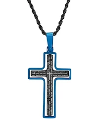 Steeltime Men's Two-Tone Stainless Steel "Our Father" English Prayer Spinner Cross 24" Pendant Necklace