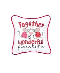 Together Is A Wonderful Place To Be Mouse Valentine's Day Small/Petite Accent Pillow, 10" x 10"