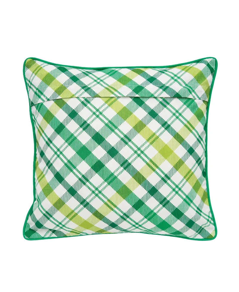 16" x 16" St. Patrick's Day "Lucky" Clover Plaid Square Accent Throw Pillow
