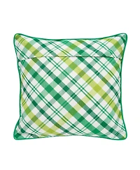 16" x 16" St. Patrick's Day "Lucky" Clover Plaid Square Accent Throw Pillow