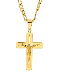 Steeltime Men's Gold-Tone Crucifix Pendant 24" Necklace