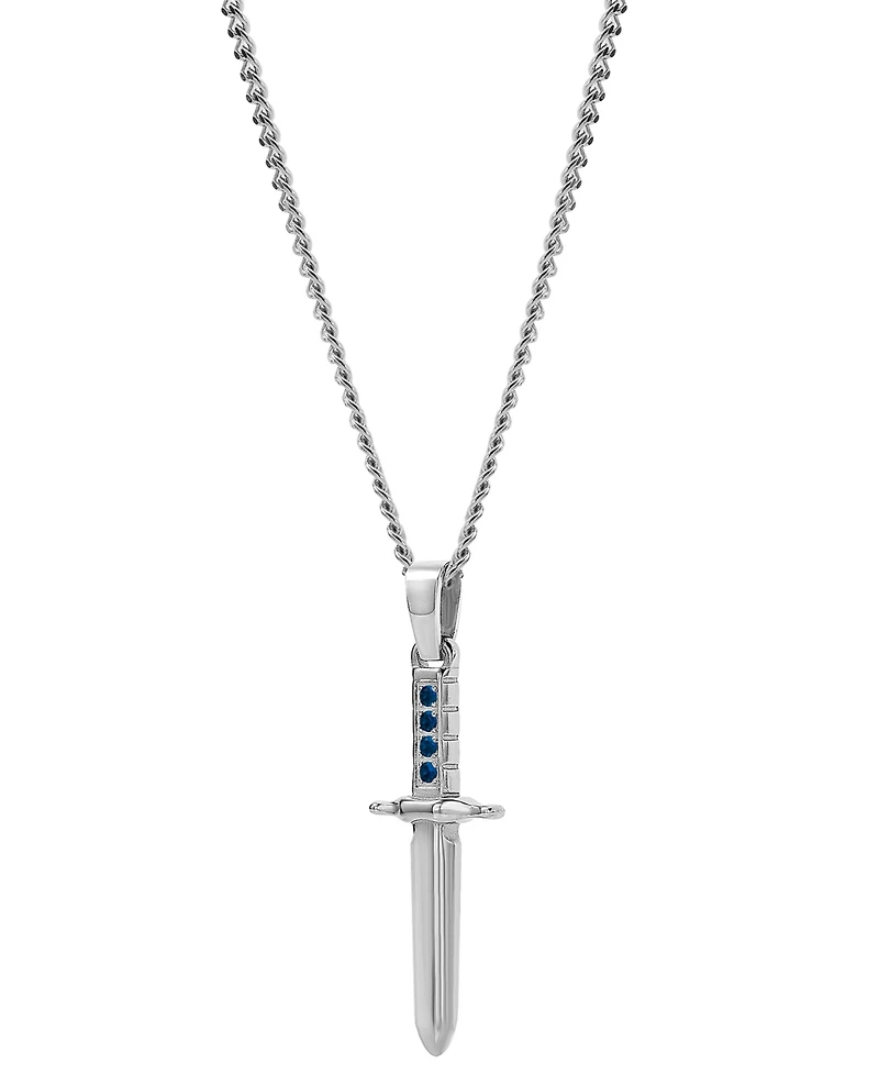 Blackjack Men's Cubic Zirconia Sword 24" Pendant Necklace in Stainless Steel