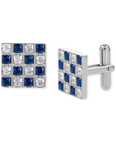 Blackjack Men's Cubic Zirconia Checkerboard Square Cufflinks in Stainless Steel