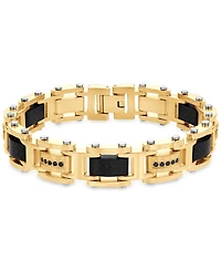 Blackjack Men's Cubic Zirconia & Carbon Fiber Square Link Bracelet