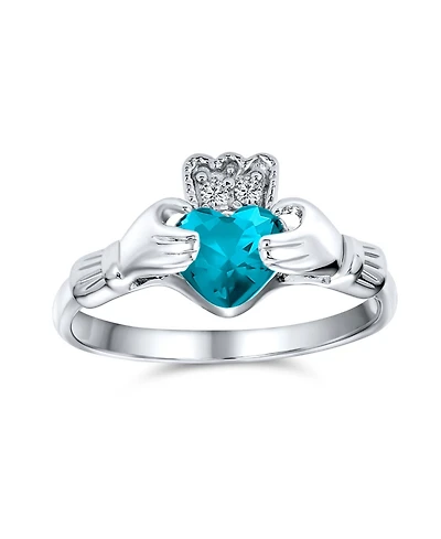 Bling Jewelry Sorority Sister Bff Celtic Irish Friendship Promise Cz Cubic Zirconia Crown Heart Claddagh Ring.925 Sterling Silver