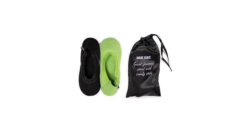 Muk Luks Women's 2 Pair Travel Ballerina Slipper Set