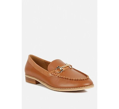 Holda Womens Horsebit Embellished Loafers With Stitch Detail