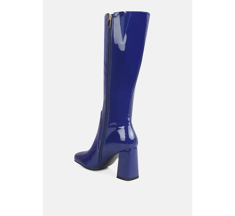 Hypnotize Patent Pu Block Heeled Calf Boots