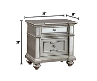 Simplie Fun Glam Silver Nightstand with Mirror Accents and Crystal-like Drawer Pulls
