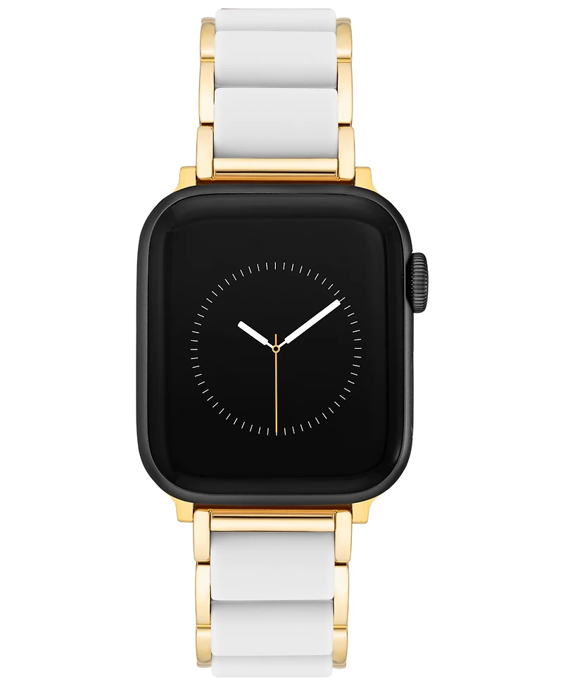 Anne Klein Women's Gold-Tone Alloy Metal and White Silicone Bracelet designed for Apple Watch 42mm (Series 10) & 38/40/41mm