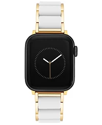 Anne Klein Women's Gold-Tone Alloy Metal and White Silicone Bracelet designed for Apple Watch 42mm (Series 10) & 38/40/41mm