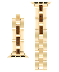 Anne Klein Women's Gold-Tone Alloy Metal Bracelet with Genuine Tiger's Eye designed for Apple Watch 42mm (Series 1-3 only) & 44/45/46/49mm (Ultra & Ul