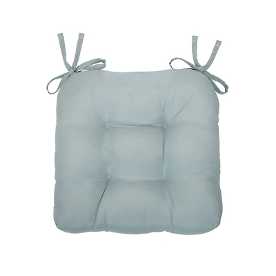 Kate Aurora Country Living Plush Solid Colored Country Farmhouse Reversible Chair Cushions/Pads With Tear Proof Ties - Linen