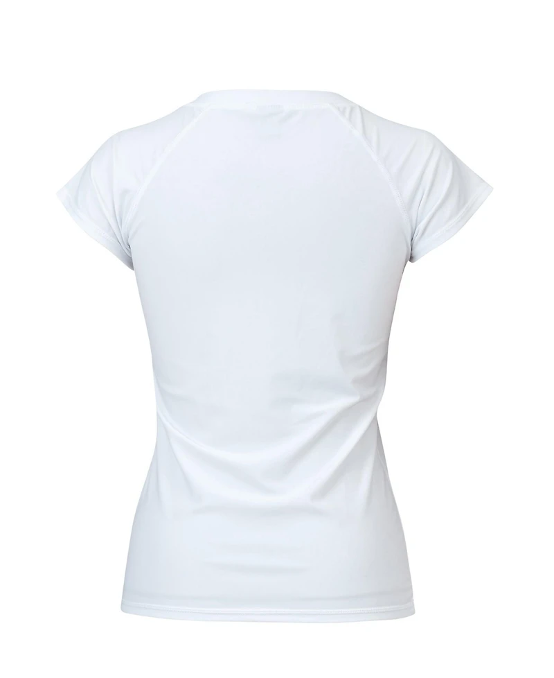 Ladies White Half Zip Ss Rash Top