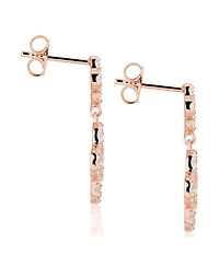 Suzy Levian Sterling Silver Cubic Zirconia Double Clover Drop Dangle Earrings