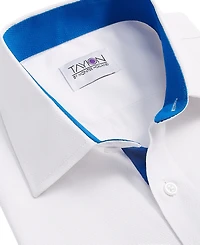 Tayion Collection Men's Slim-Fit Blue Trim Solid Dress Shirt
